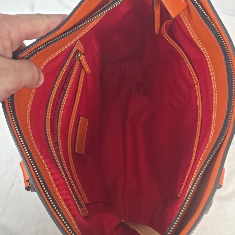 Dooney & Bourke "MILA" Pumpkin Color/Large Leather Tote Bag With Dust Cover - Picture 12 of 16